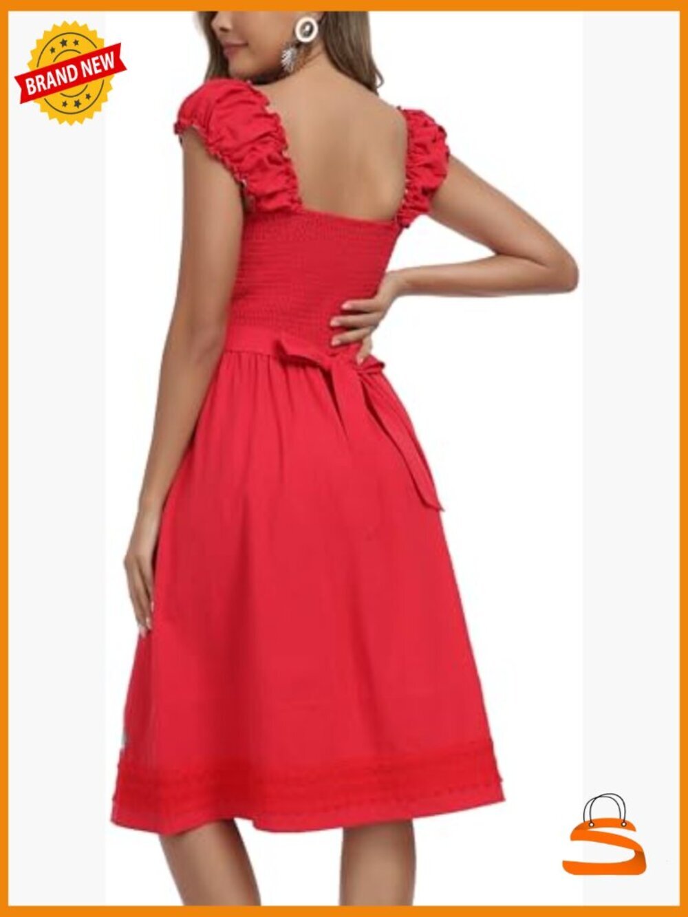 Women's Embroidered Lace Bohemian Party Dress Cotton Flowy A-Line Summer - Picture 7 of 7